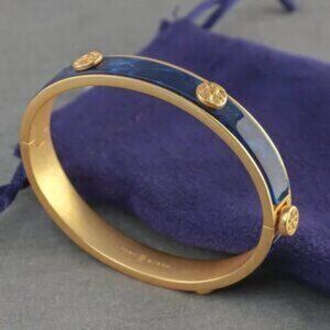 NEW Tory Burch Miller Semiprecious Miller Hinge Bangle Bracelet in Lapis